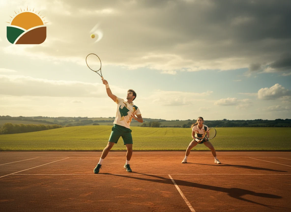 Tennisplatz mit Spielstandsanzeige für Satz- und Spielanzahl